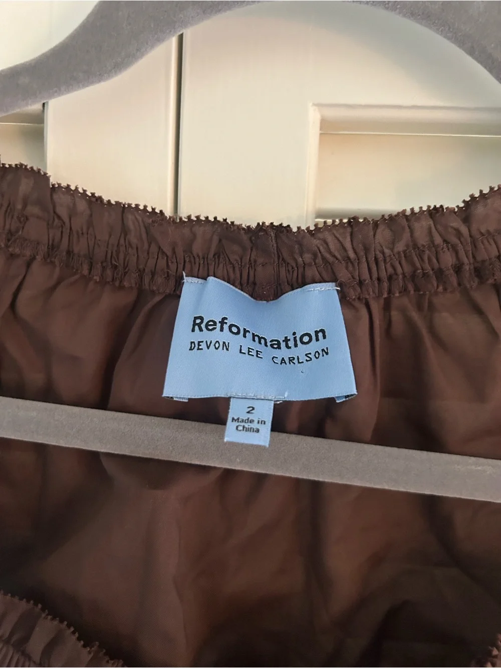 Reformation x Devon Lee Carlson Alabama Blouse Top Chocolate Cake Brown Corset 2